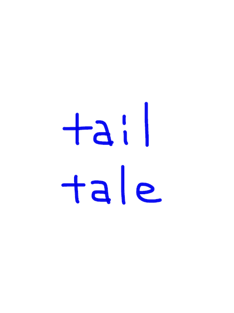 tail/tale　似た英単語/似ている英単語　画像