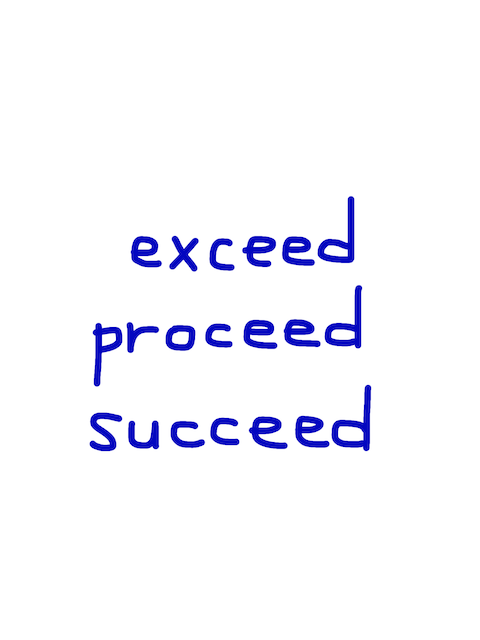exceed/proceed/succeed　似た英単語/似ている英単語　画像