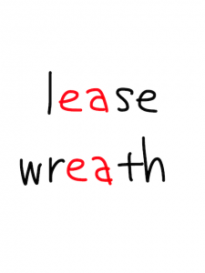 lease/wreath　似た英単語/似ている英単語　画像