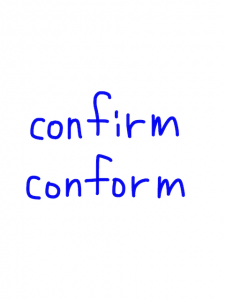 confirm/conform　似た英単語/似ている英単語　画像