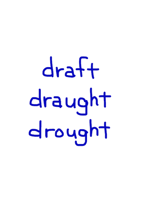 draft/draught/drought　似た英単語/似ている英単語　画像