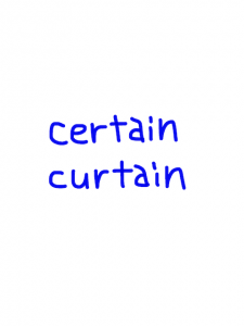 certain/curtain　似た英単語/似ている英単語　画像