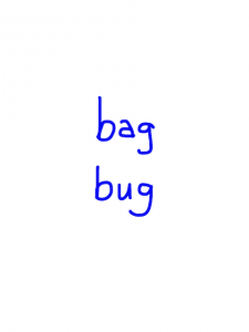 bag/bug　似た英単語/似ている英単語　画像