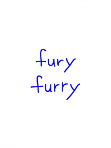 fury/furry　似た英単語/似ている英単語　画像