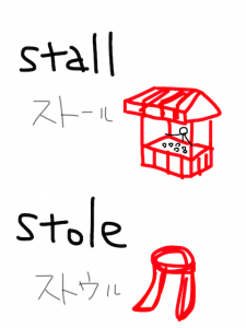 stall/stole　似た英単語/似ている英単語　画像