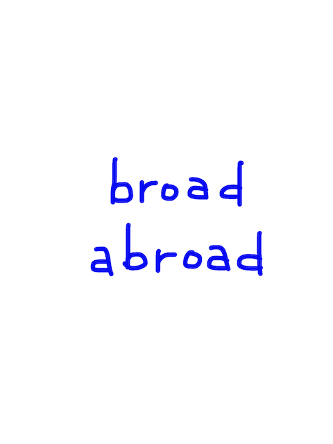 broad/abroad　似た英単語/似ている英単語　画像