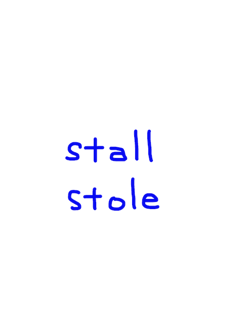 stall/stole　似た英単語/似ている英単語　画像