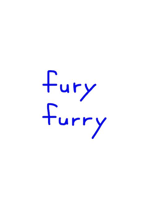 fury/furry　似た英単語/似ている英単語　画像