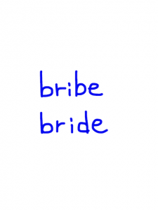 bribe/bride　似た英単語/似ている英単語　画像