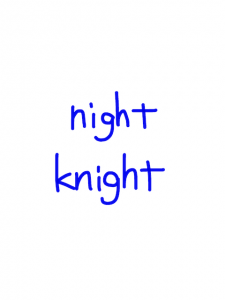 night/knight　似た英単語/似ている英単語　画像