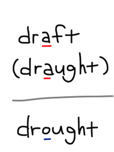 draft/draught/drought　似た英単語/似ている英単語　画像