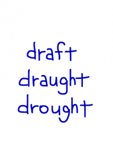 draft/draught/drought　似た英単語/似ている英単語　画像