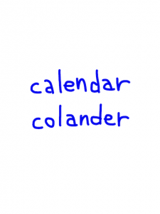calendar/colander　似た英単語/似ている英単語　画像