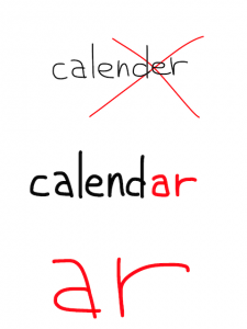 calendar/colander　似た英単語/似ている英単語　画像