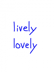 lively/lovely　似た英単語/似ている英単語　画像