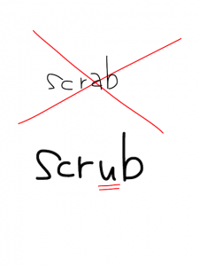 rub/scrub　似た英単語/似ている英単語　画像