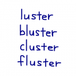 luster/bluster/cluster/fluster　似た英単語/似ている英単語　画像