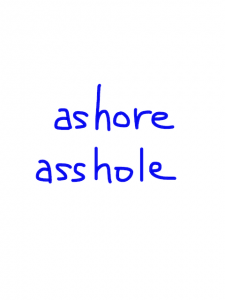 ashore/asshole　似た英単語/似ている英単語　画像