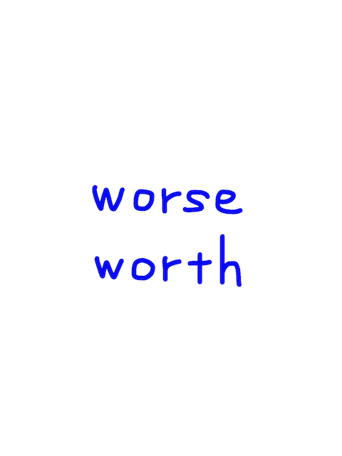 worse/worth　似た英単語/似ている英単語　画像