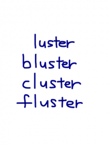 luster/bluster/cluster/fluster　似た英単語/似ている英単語　画像