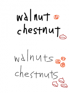 walnut/chestnut　似た英単語/似ている英単語　画像