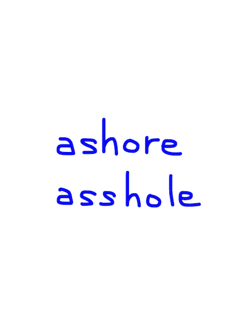 ashore/asshole　似た英単語/似ている英単語　画像