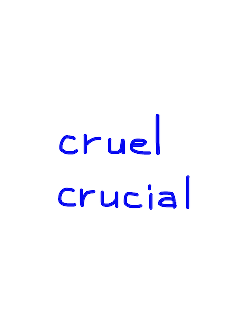 cruel/crucial　似た英単語/似ている英単語　画像