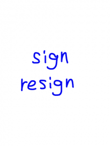 sign/resign　似た英単語/似ている英単語　画像