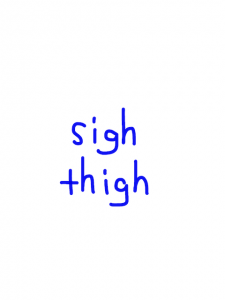 sigh/thigh　似た英単語/似ている英単語　画像