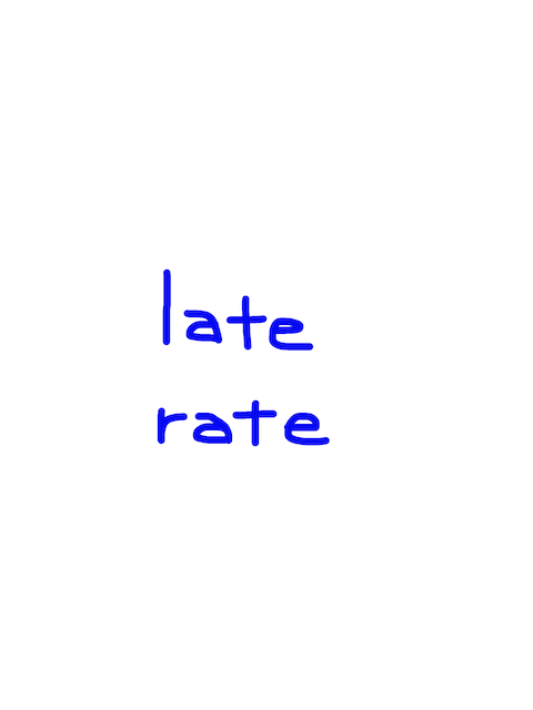 late/rate　似た英単語/似ている英単語　画像