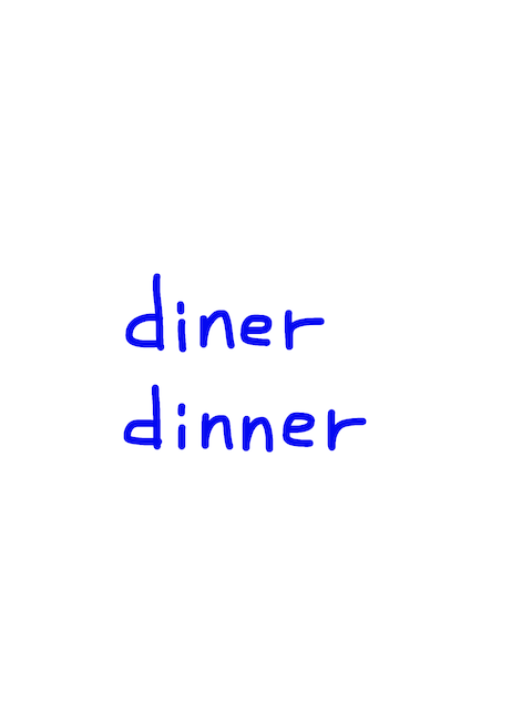 diner/dinner　似た英単語/似ている英単語　画像