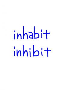 inhabit/inhibit　似た英単語/似ている英単語　画像