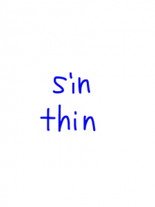 sin/thin　似た英単語/似ている英単語　画像