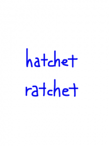 hatchet/ratchet　似た英単語/似ている英単語　画像