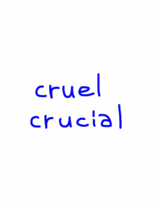 cruel/crucial　似た英単語/似ている英単語　画像