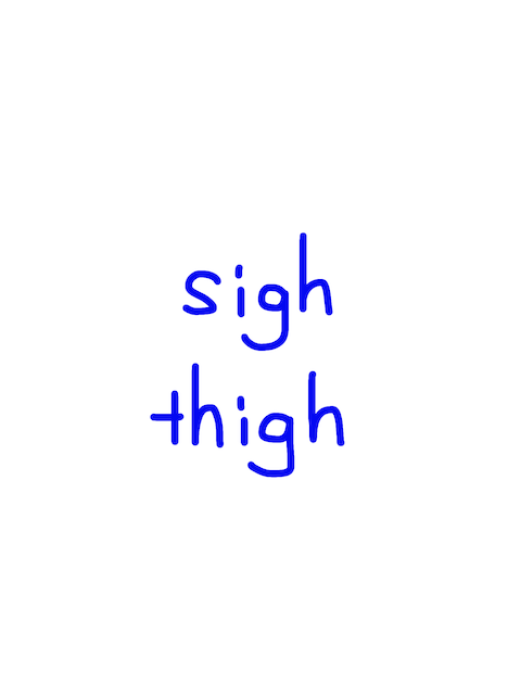 sigh/thigh　似た英単語/似ている英単語　画像