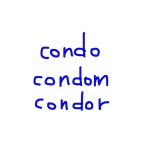 condo/condom/condor　似た英単語/似ている英単語　画像