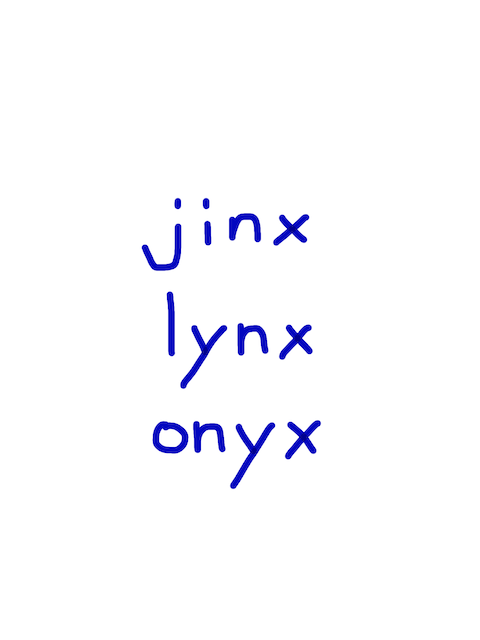 jinx/lynx/onyx　似た英単語/似ている英単語　画像