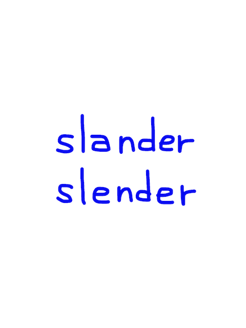 slander/slender　似た英単語/似ている英単語　画像