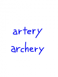 artery/archery　似た英単語/似ている英単語　画像