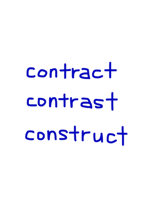 contract/contrast/construct　似た英単語/似ている英単語　画像