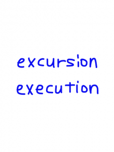 excursion/execution　似た英単語/似ている英単語　画像