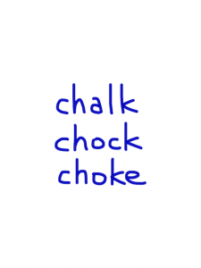 chalk/chock/choke　似た英単語/似ている英単語　画像