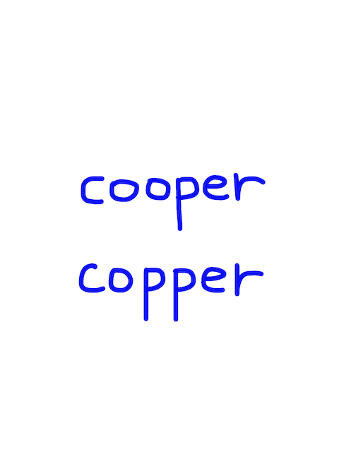cooper/copper　似た英単語/似ている英単語　画像