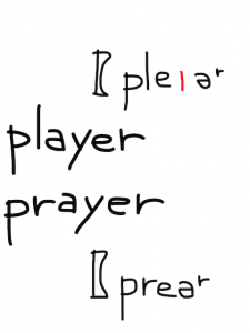 player/prayer　似た英単語/似ている英単語　画像