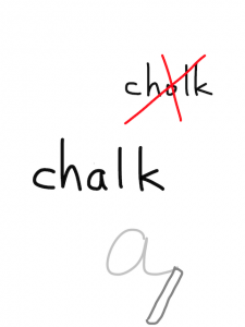 chalk/chock/choke　似た英単語/似ている英単語　画像