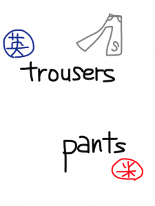 trousers/tweezers　似た英単語/似ている英単語　画像