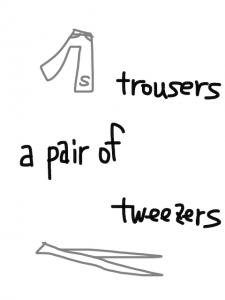 trousers/tweezers　似た英単語/似ている英単語　画像