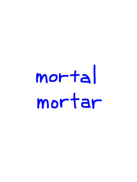 mortal/mortar　似た英単語/似ている英単語　画像