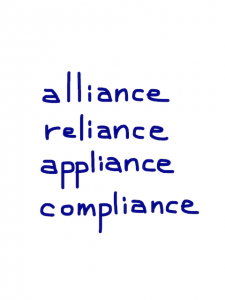 alliance/reliance/appliance/compliance　似た英単語/似ている英単語　画像